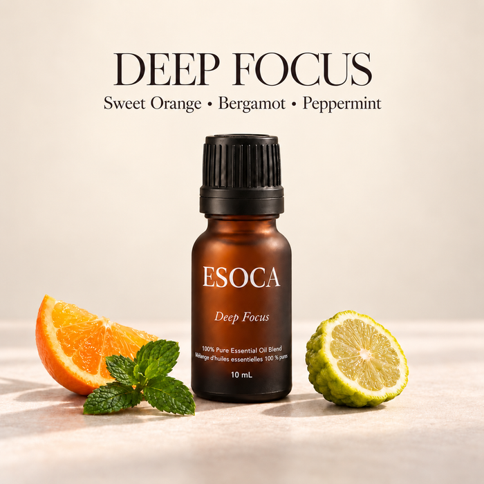 ESOCA Deep Focus 10 mL diffuser blend with sweet orange, bergamot and peppermint
